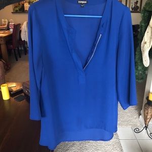 Blue blouse with zip front
